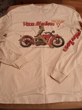 Van Halen Long Sleeve Graphic Tee Medium Retro Motorcycle Distressed
